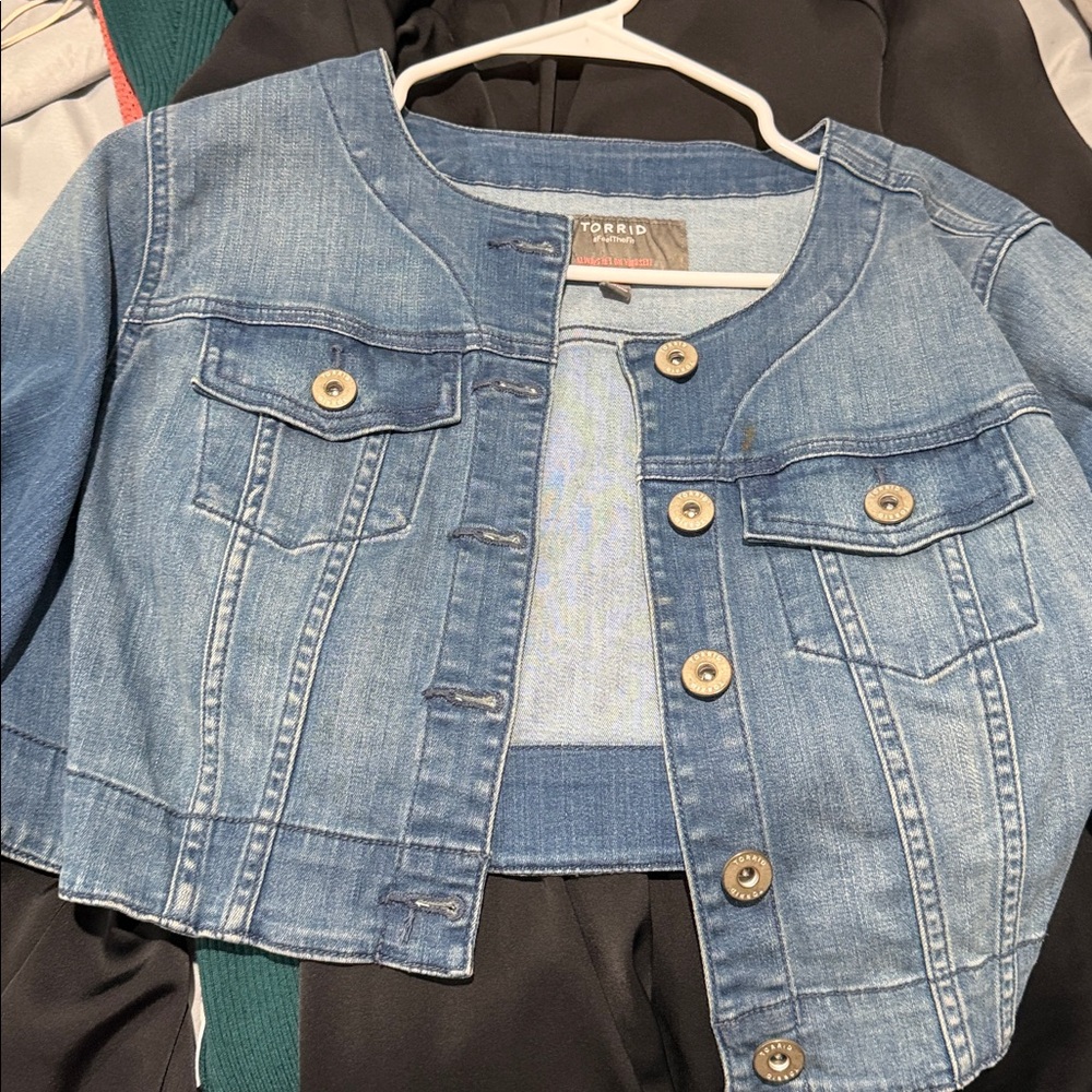 Torrid Light Blue Denim Crop Jacket